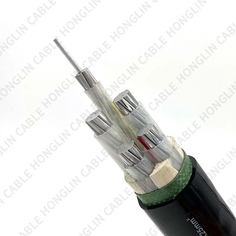 Industrial Electrical Wire Power 0.6/1KV with PVC jacket 4+1 cores aluminum cable wires for construction low voltage cable 4x50+1x25mm²