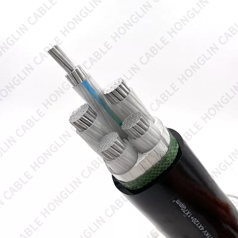 Factory wholesale low voltage aluminum power cables with PVC jacket 4+1 cores aluminum cable wires for construction 4x120+1x70mm²