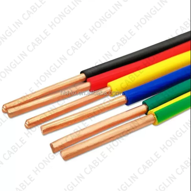 PVC insulated wire, BV Cable, Ordinary Single-Core Hard Conductor Unsheathed Cable (Yellow and Green)