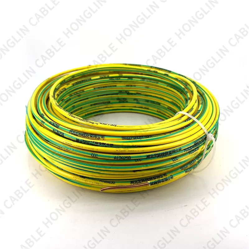 PVC insulated wire, BV Cable, Ordinary Single-Core Hard Conductor Unsheathed Cable (Yellow and Green)