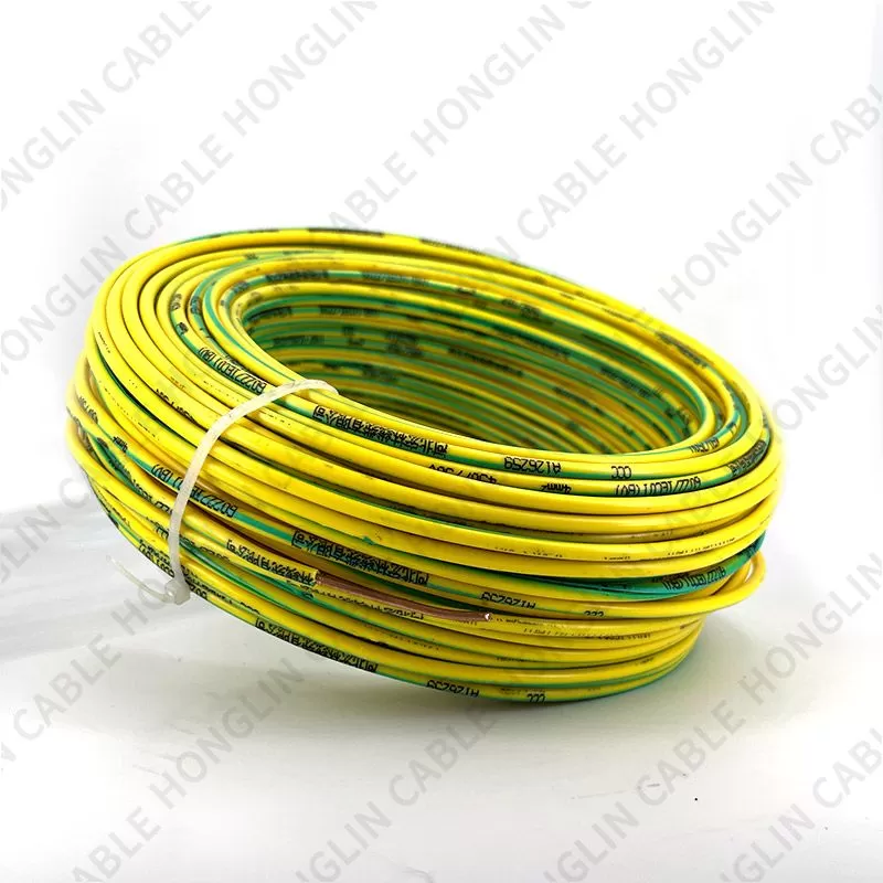 PVC insulated wire, BV Cable, Ordinary Single-Core Hard Conductor Unsheathed Cable (Yellow and Green)