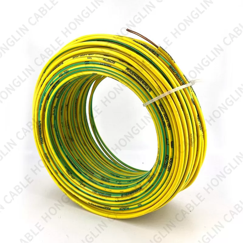 PVC insulated wire, BV Cable, Ordinary Single-Core Hard Conductor Unsheathed Cable (Yellow and Green)