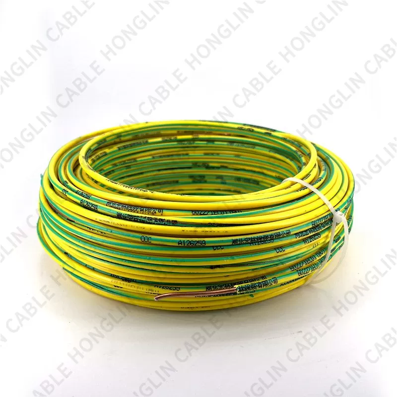 PVC insulated wire, BV Cable, Ordinary Single-Core Hard Conductor Unsheathed Cable (Yellow and Green)