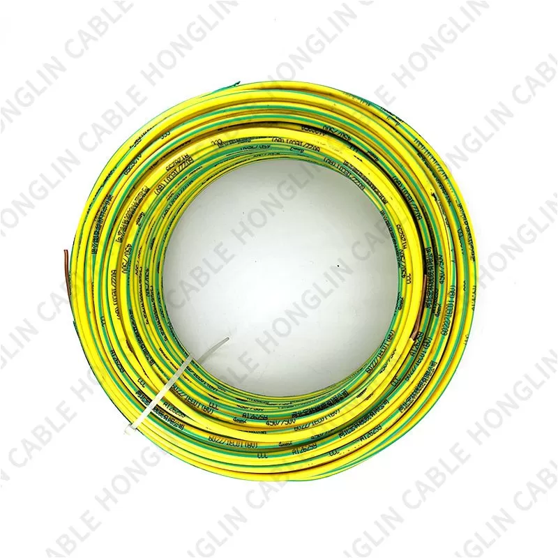 PVC insulated wire, BV Cable, Ordinary Single-Core Hard Conductor Unsheathed Cable (Yellow and Green)