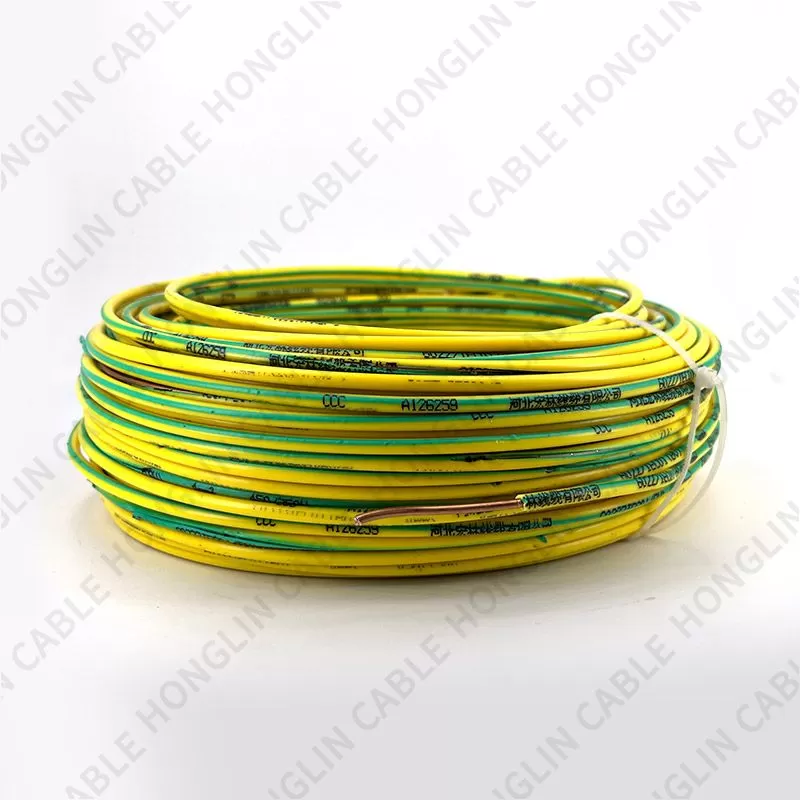 PVC insulated wire, BV Cable, Ordinary Single-Core Hard Conductor Unsheathed Cable (Yellow and Green)