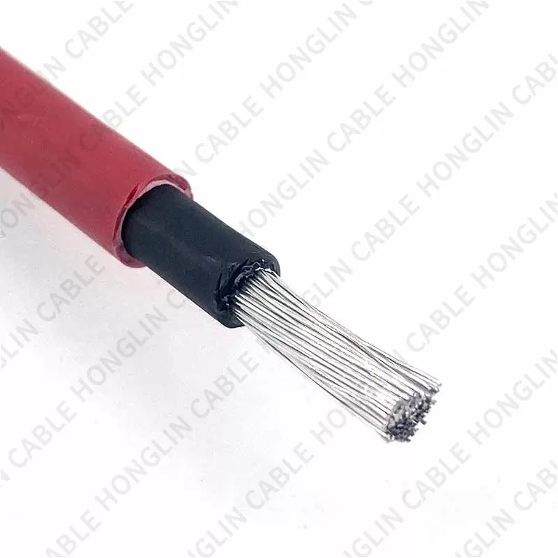 photovoltaic wire rated 1000/2000 volts aluminum alloy conductor xlpe insulation cable red and black 4mm 6mm 10mm