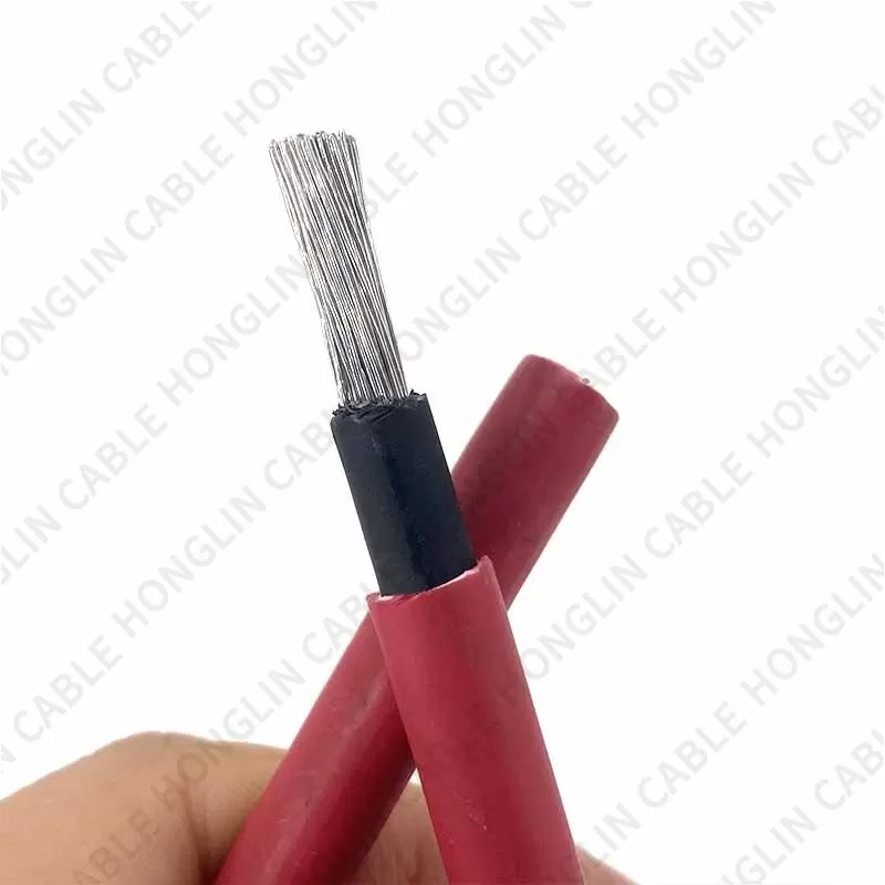 photovoltaic wire rated 1000/2000 volts aluminum alloy conductor xlpe insulation cable red and black 4mm 6mm 10mm