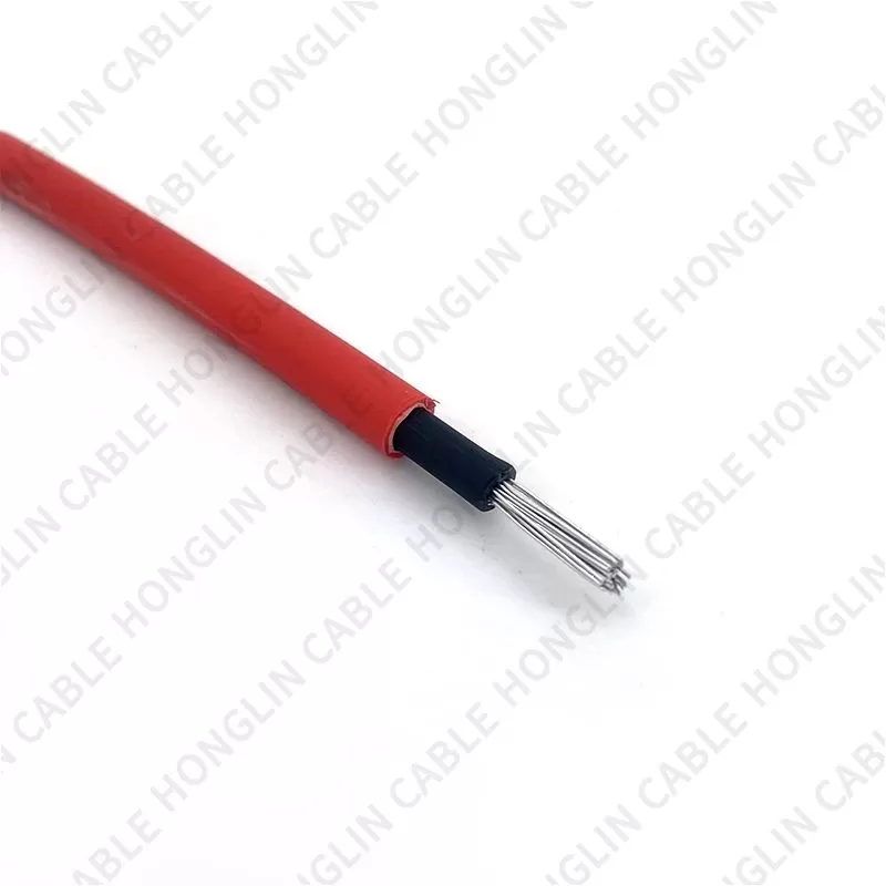 photovoltaic wire rated 1000/2000 volts aluminum alloy conductor xlpe insulation cable red and black 4mm 6mm 10mm