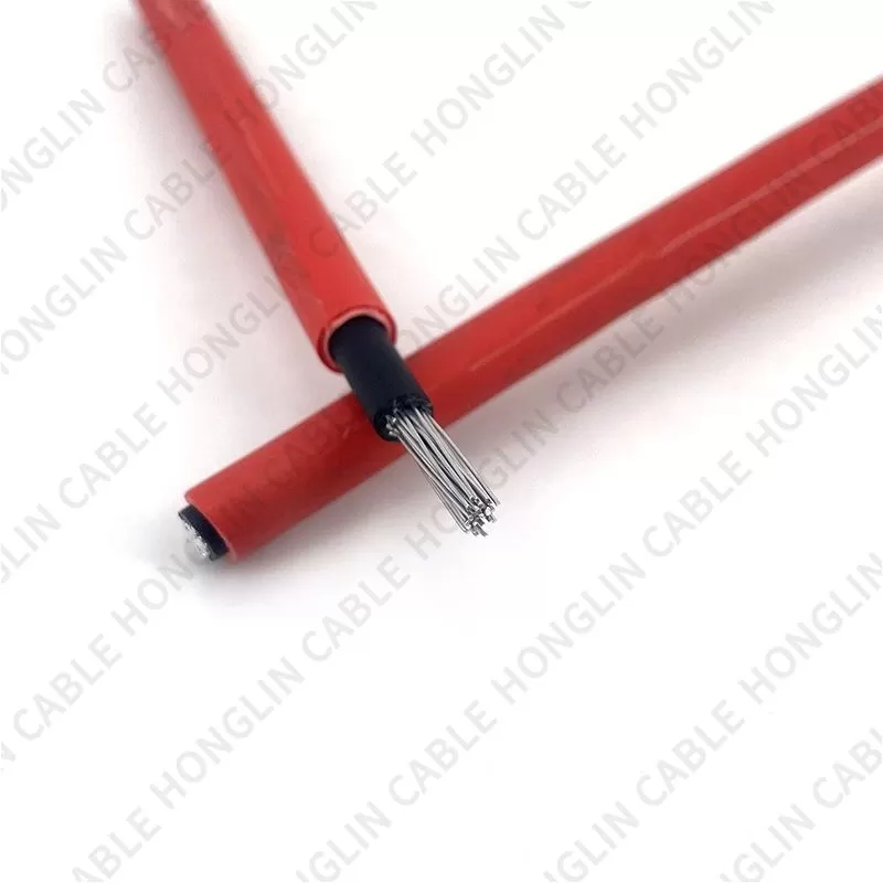 photovoltaic wire rated 1000/2000 volts aluminum alloy conductor xlpe insulation cable red and black 4mm 6mm 10mm