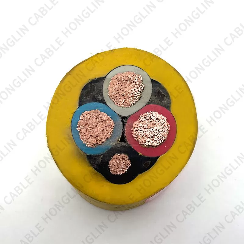 Low voltage mining Flexible Rubber cable Cu/EPR insulated/CPE jacket shielded 3*95+1*25mm²  Yellow 660/1100V