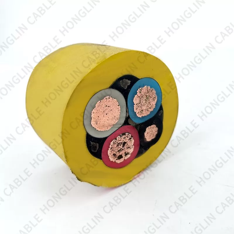 Low voltage mining Flexible Rubber cable Cu/EPR insulated/CPE jacket shielded 3*95+1*25mm²  Yellow 660/1100V