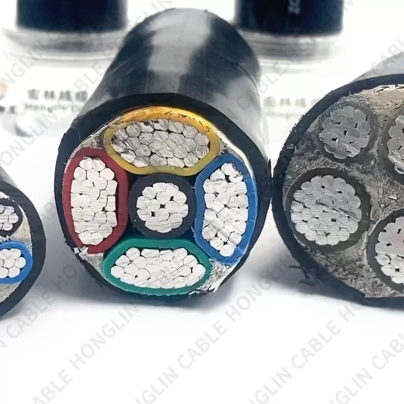 Power Cable Factory Direct Armored Buried Aluminum Black PVC CE Construction Low Voltage aluminum  or Customized