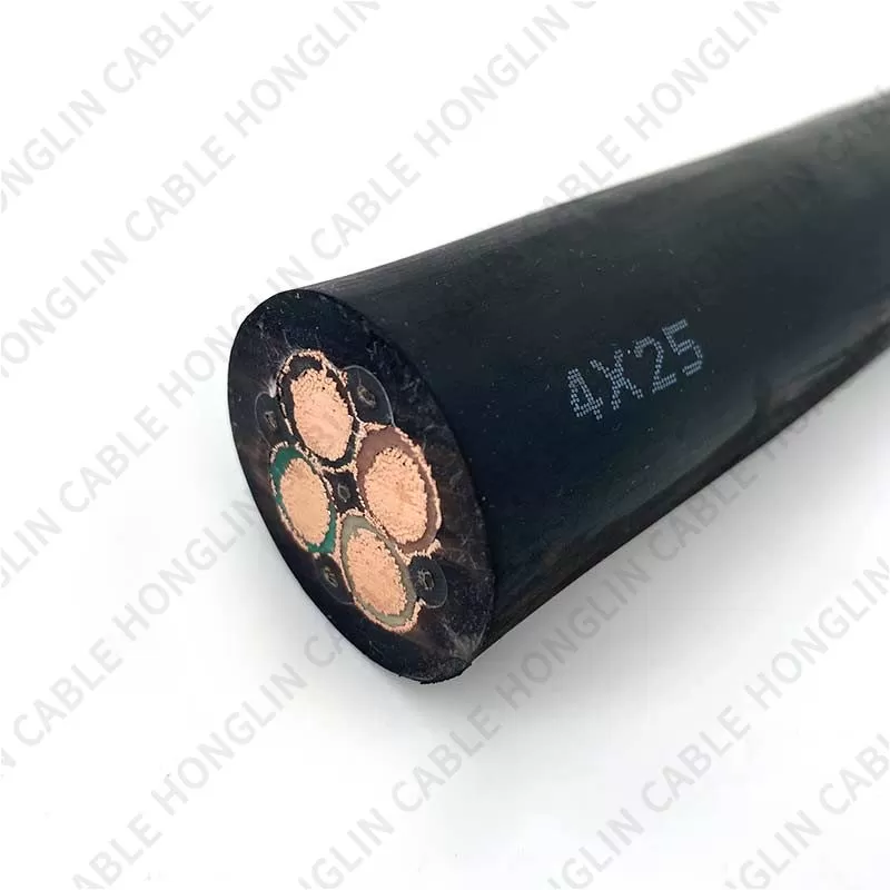 Four cores 4*25 mm cable tinned copper conductor and Rubber Insulated Flexible Cable with Shield