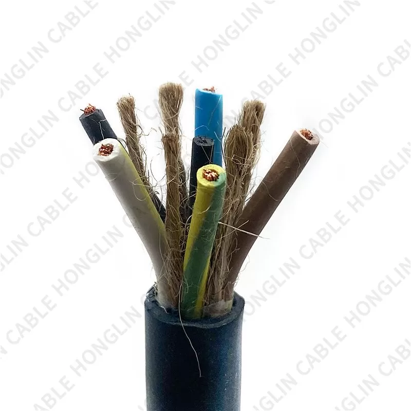 Five cores 3x2.5+2x1.5 mm cable  copper conductor and Rubber Insulated Flexible Cable with steel core