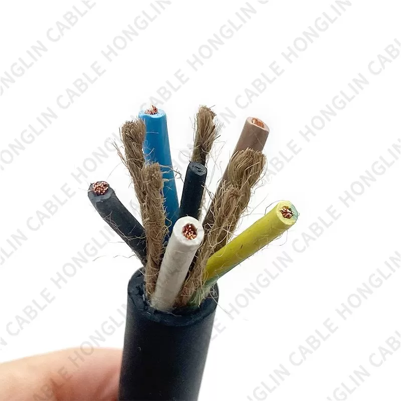 Five cores 3x2.5+2x1.5 mm cable  copper conductor and Rubber Insulated Flexible Cable with steel core