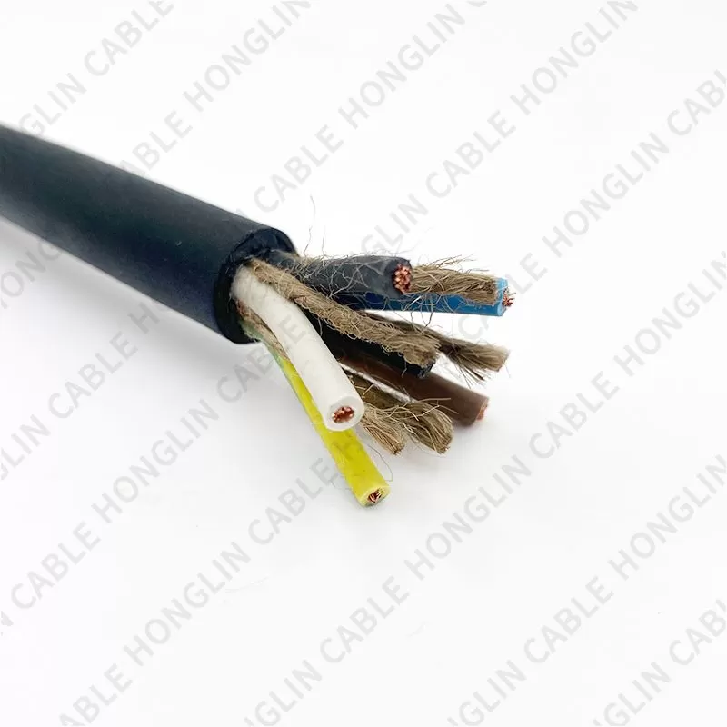 Five cores 3x2.5+2x1.5 mm cable  copper conductor and Rubber Insulated Flexible Cable with steel core