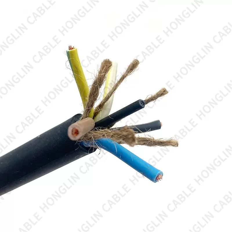 Five cores 3x1.8+2x1.5 mm cable copper conductor and Rubber Insulated Flexible Cable with steel core