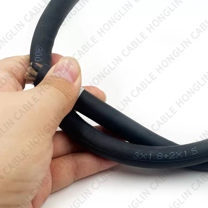 Five cores 3x2.5+2x1.5 mm cable  copper conductor and Rubber Insulated Flexible Cable with steel core