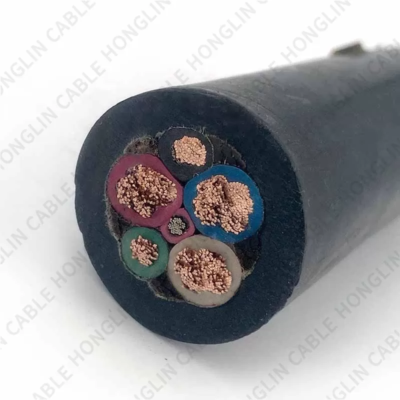 Five cores 3×25+2×10 mm cable copper conductor and Rubber Insulated Flexible Cable with steel core