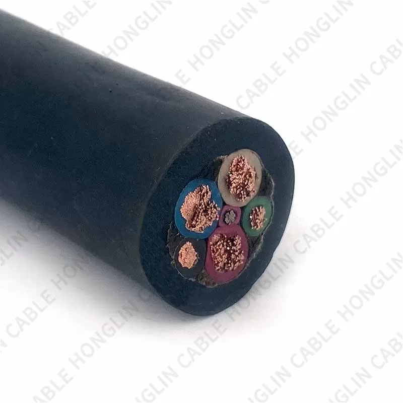 Five cores 3×25+2×10 mm cable copper conductor and Rubber Insulated Flexible Cable with steel core