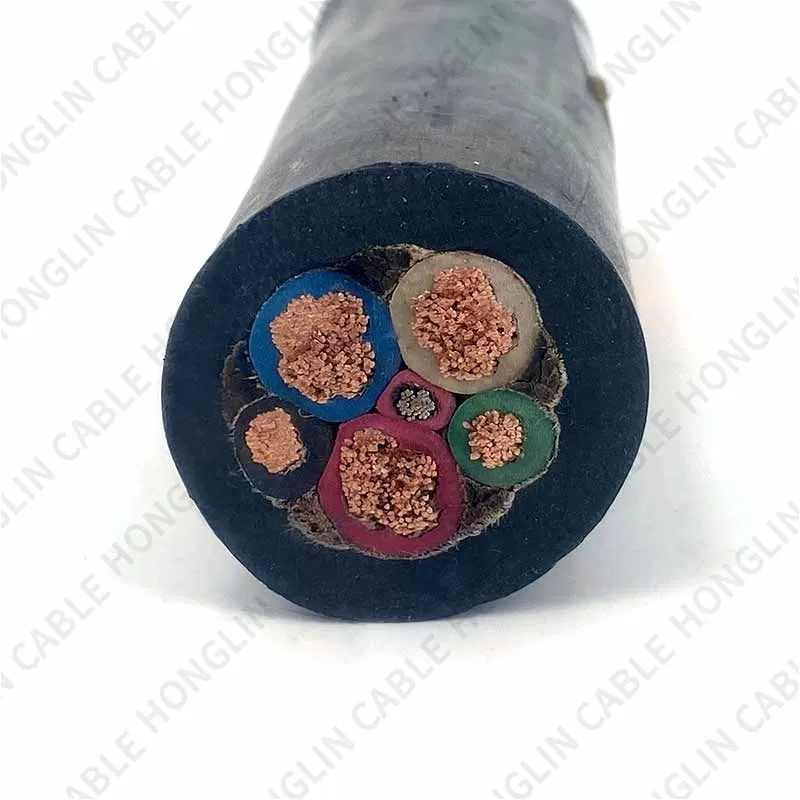 Five cores 3×25+2×10 mm cable copper conductor and Rubber Insulated Flexible Cable with steel core