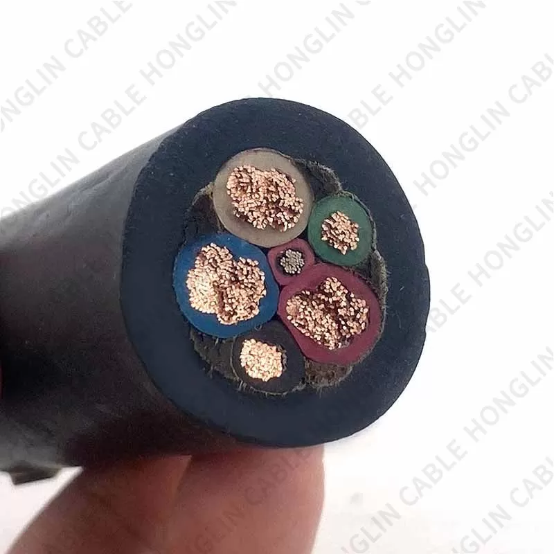 Five cores 3×25+2×10 mm cable copper conductor and Rubber Insulated Flexible Cable with steel core