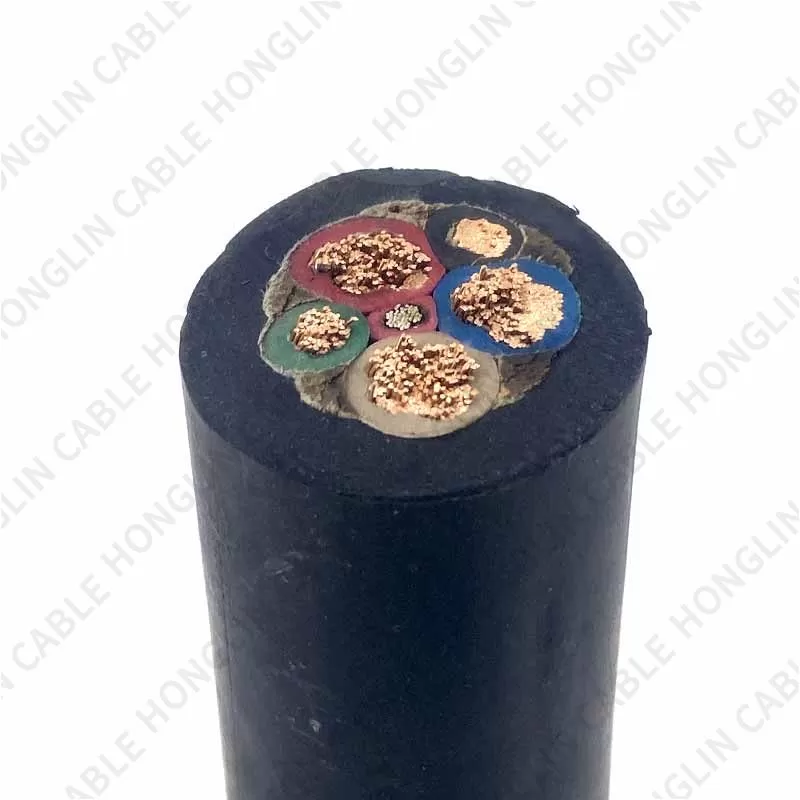 Five cores 3×25+2×10 mm cable copper conductor and Rubber Insulated Flexible Cable with steel core