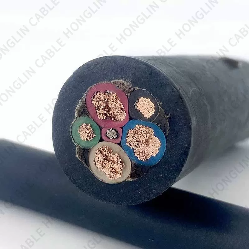 Five cores 3×25+2×10 mm cable copper conductor and Rubber Insulated Flexible Cable with steel core