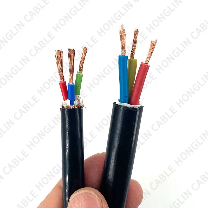 RVV Wire Cable Extension Cord Copper Wire Electricity Cable 3 Conductor 0.75mm 1mm 1.5mm 2.5mm Electric Cores Black Xlpe power cable