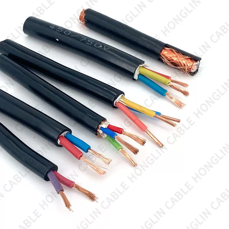 RVV 2/3/4/5/6/7/8/10/12/14/16/18 Cores Pins Copper Wires copper  Conductor Electric RVV/RVVP Cable Black sheathed