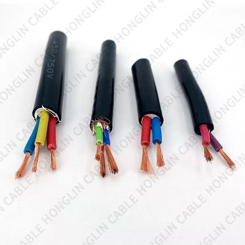 RVV 2/3/4/5/6/7/8/10/12/14/16/18 Cores Pins Copper Wires copper  Conductor Electric RVV/RVVP Cable Black sheathed