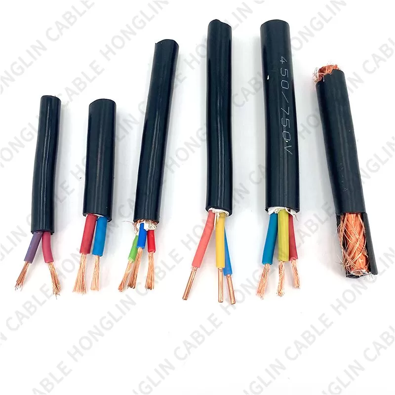 RVV 2/3/4/5/6/7/8/10/12/14/16/18 Cores Pins Copper Wires copper  Conductor Electric RVV/RVVP Cable Black sheathed