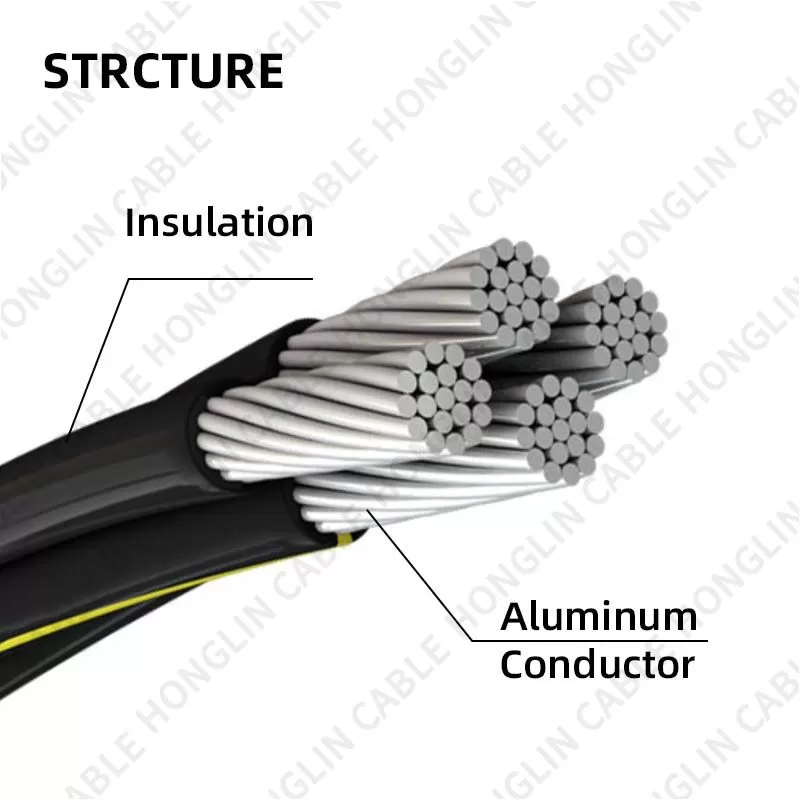 XLPE Insulated Aerial Bundle   4 core 16mm 35mm 70mm 95mm  overhead aluminum cable abc cable