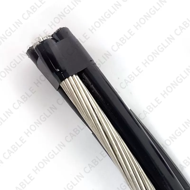 600/1000V XLPE/PE 4*70mm Overhead Triplex Service Drop Wire ABC Cable with Bare AAC AAAC ACSR Load Carrying Line