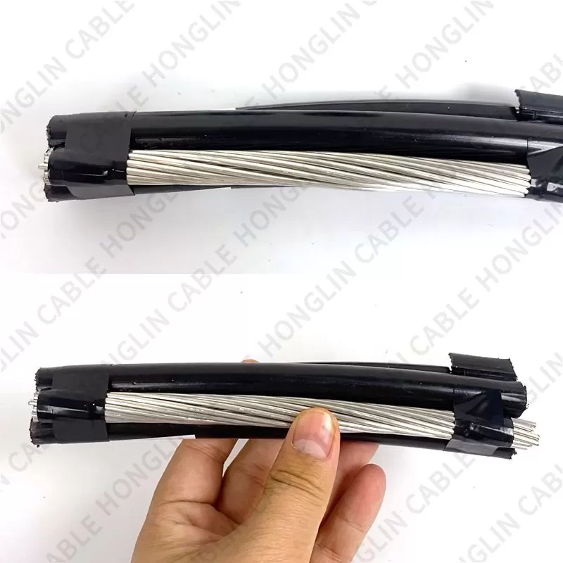 600/1000V XLPE/PE 4*70mm Overhead Triplex Service Drop Wire ABC Cable with Bare AAC AAAC ACSR Load Carrying Line