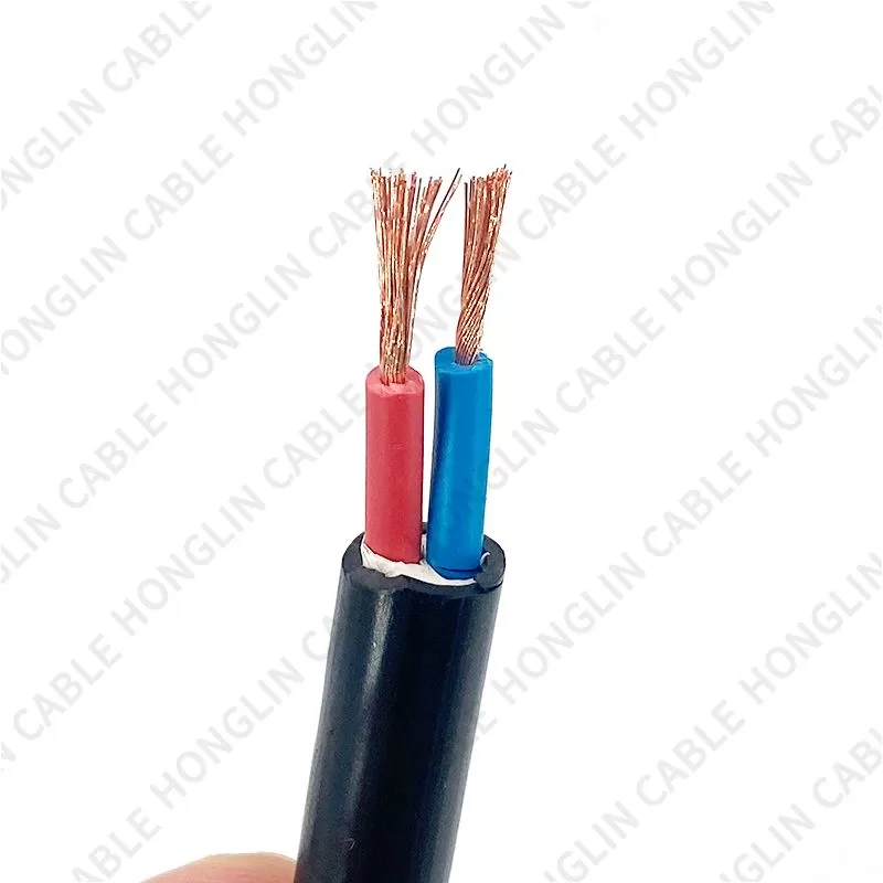 RVV Wire Cable Extension Cord Copper Wire Electricity Cable 2 Conductor 0.75mm 1mm 1.5mm 2.5mm Electric Cores Black Xlpe power cable