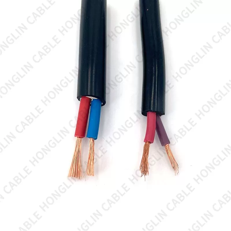 RVV Wire Cable Extension Cord Copper Wire Electricity Cable 2 Conductor 0.75mm 1mm 1.5mm 2.5mm Electric Cores Black Xlpe power cable