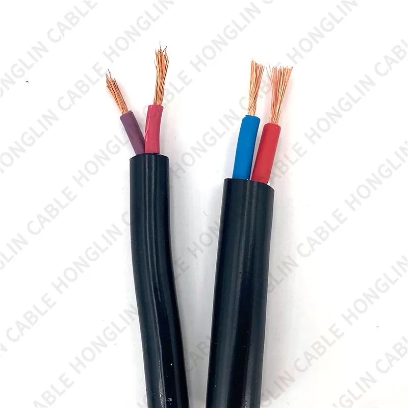 RVV Wire Cable Extension Cord Copper Wire Electricity Cable 2 Conductor 0.75mm 1mm 1.5mm 2.5mm Electric Cores Black Xlpe power cable