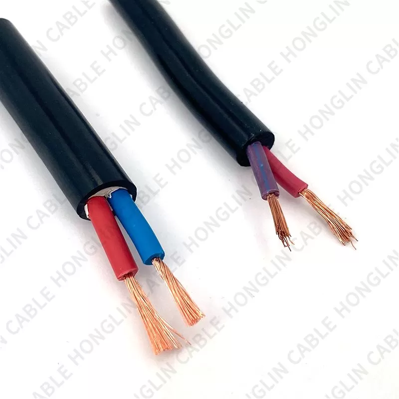 RVV Wire Cable Extension Cord Copper Wire Electricity Cable 2 Conductor 0.75mm 1mm 1.5mm 2.5mm Electric Cores Black Xlpe power cable